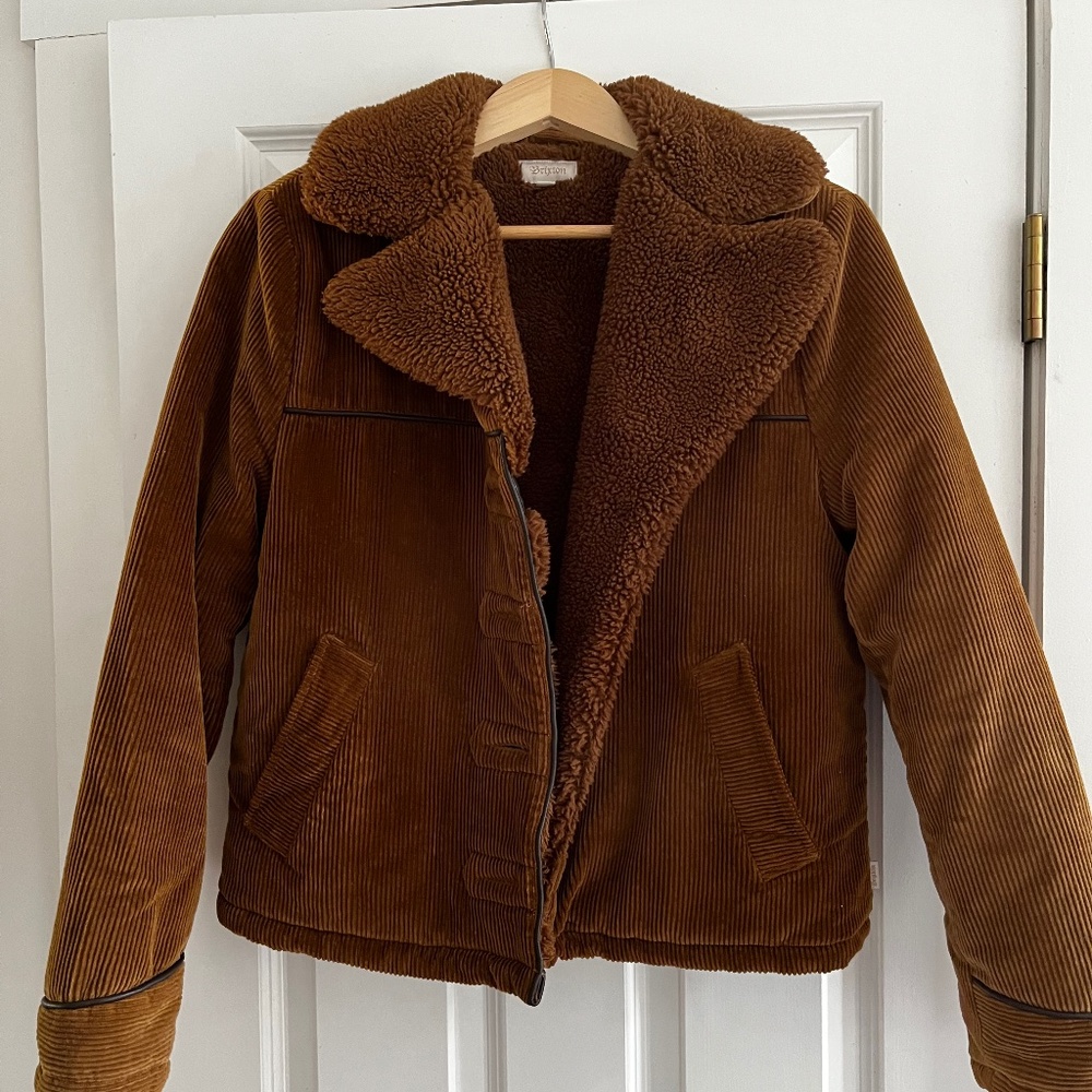 Brixton Brown Corduroy Sherpa-Lined Bomber Jacket